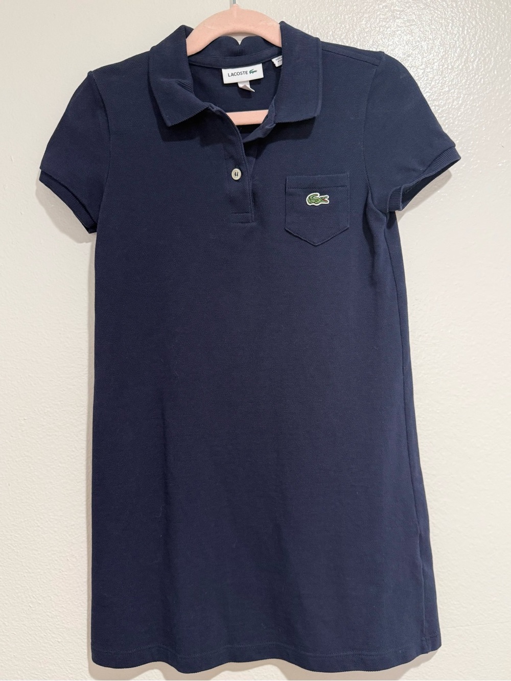 Lacoste Girls Navy Polo Dress with Chest Pocket